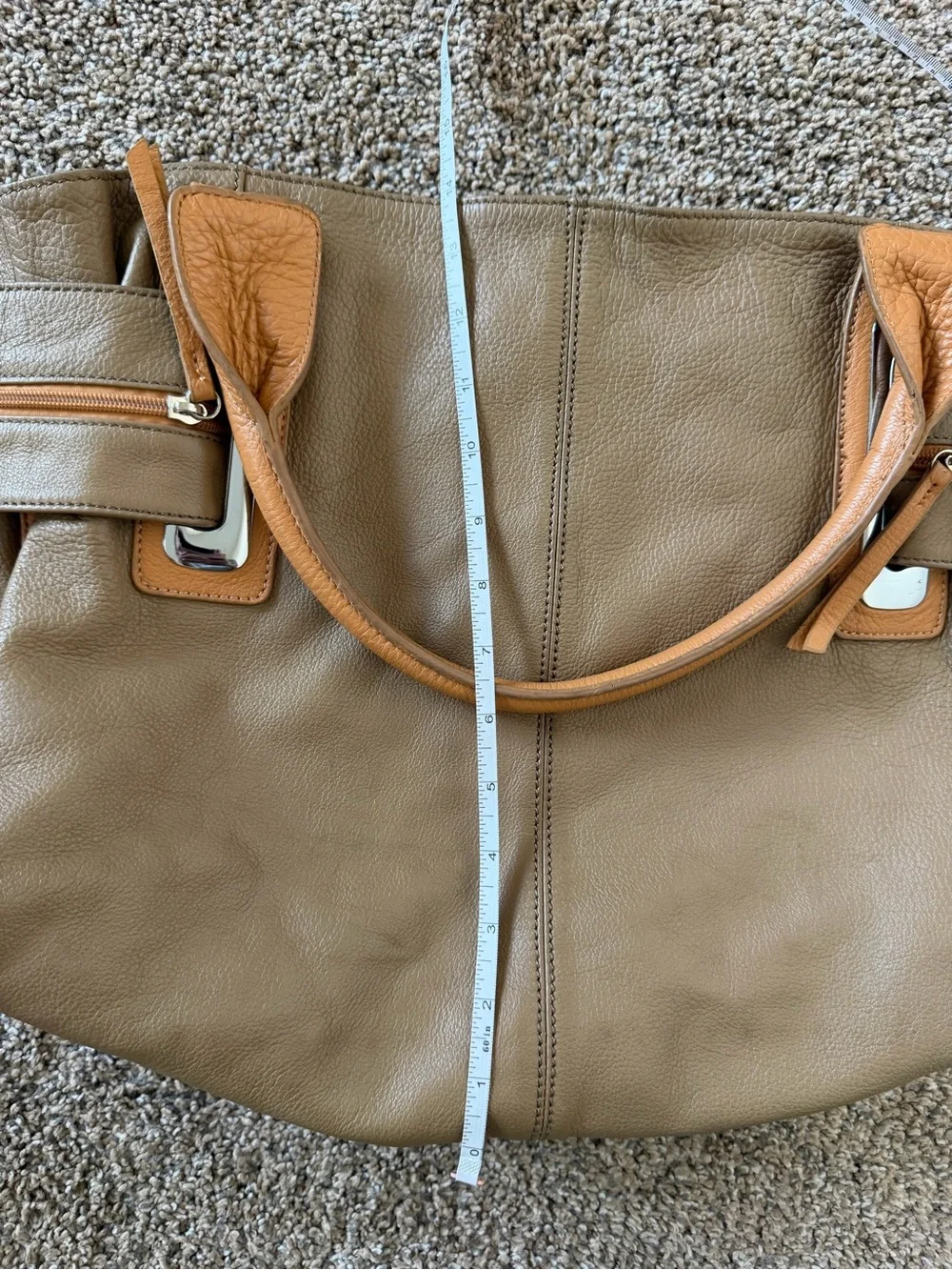 VERA PELLE ITALY Tan & Taupe Italian Leather Shoulder Bag